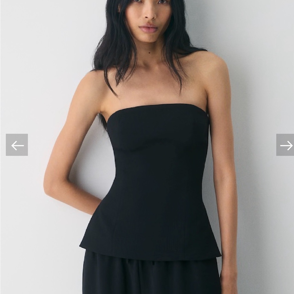Aritzia Black Strapless Peplum Top